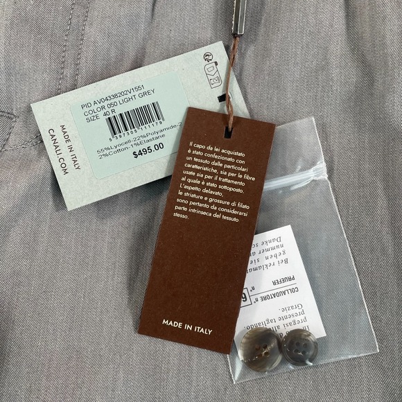 Canali Casual Pants Men 40x34 Light Grey Regular Fit Stretch Made Italy NWT $495 - Picture 4 of 12